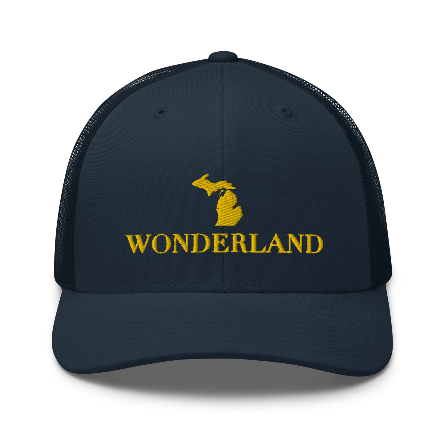 Michigan 'Wonderland' Trucker Hat (Didone Font) | Gold Embroidery