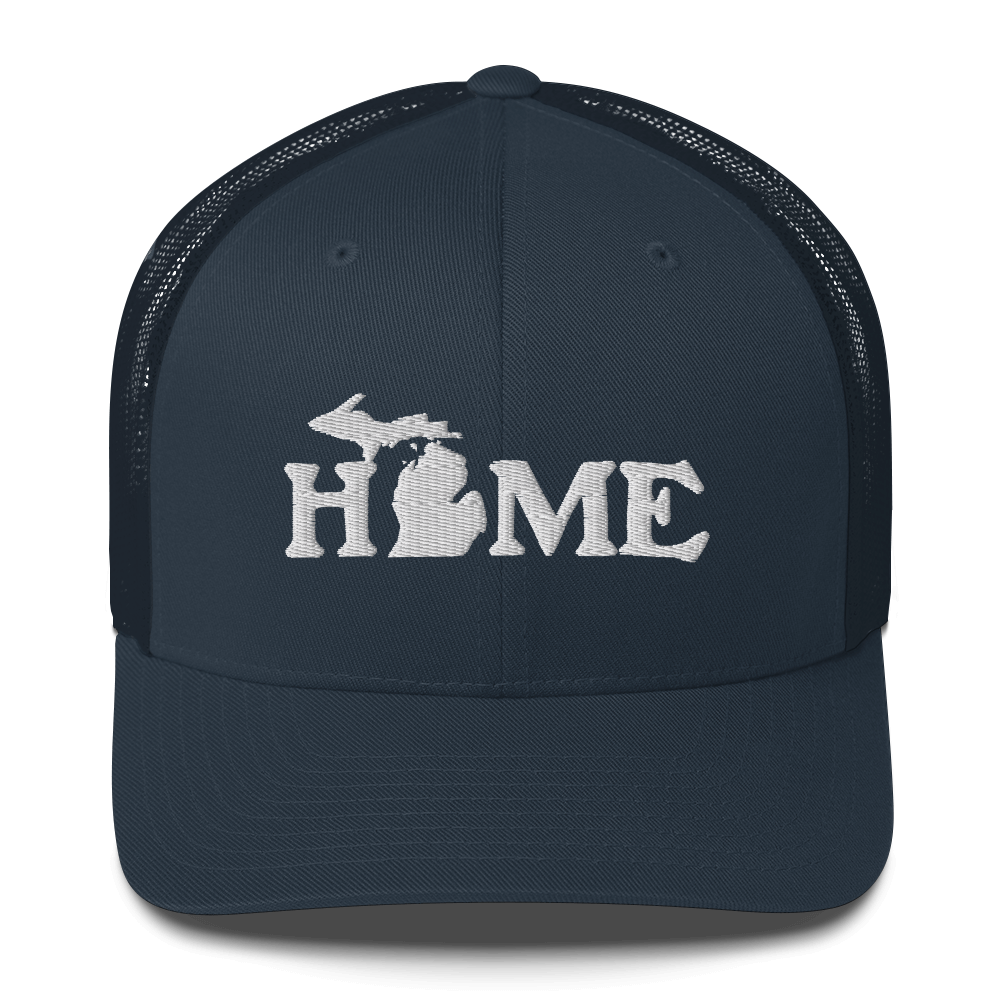 Michigan 'Home' Trucker Hat (Woodcut Font)