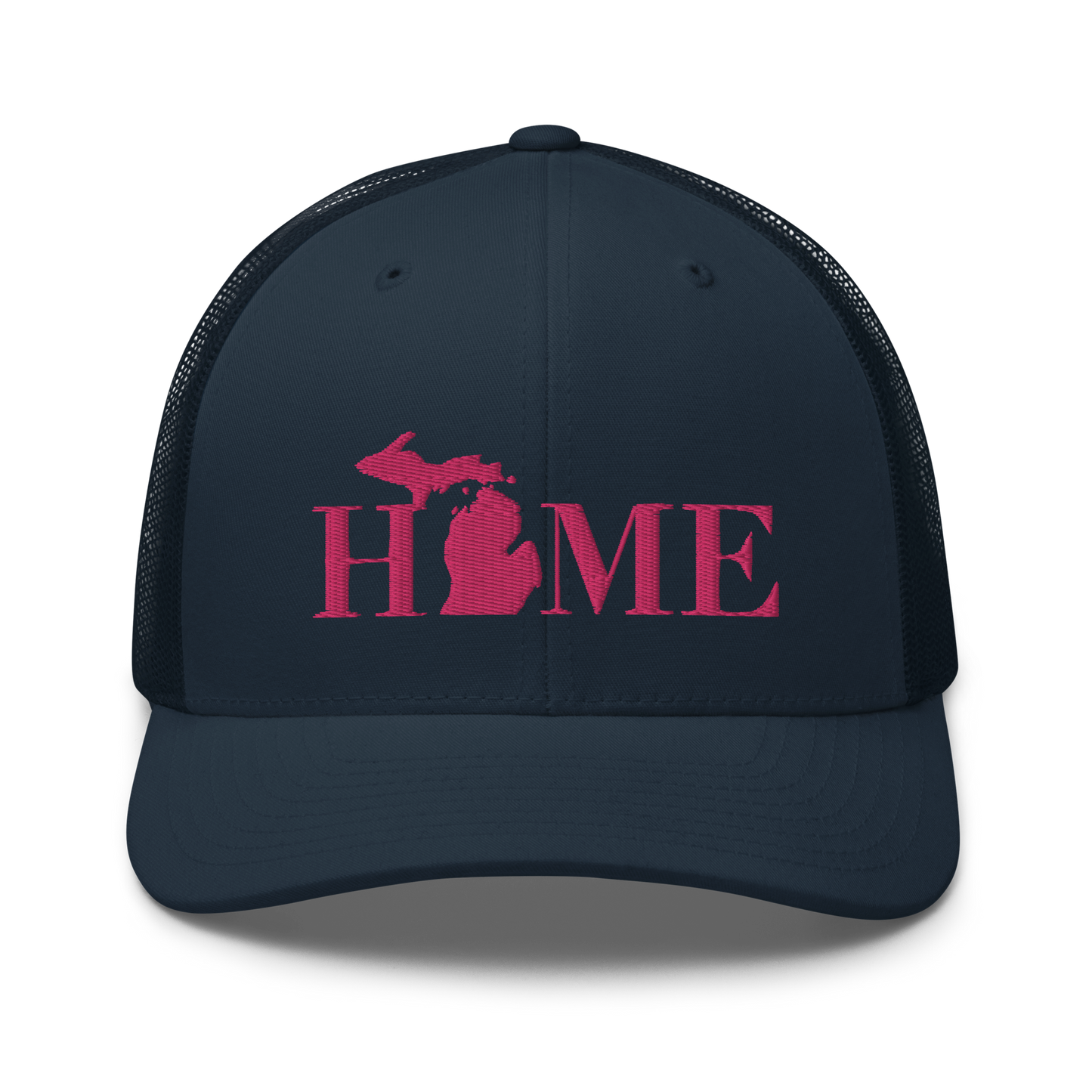 Michigan 'Home' Trucker Hat (Didone Font) | Pink Embroidery