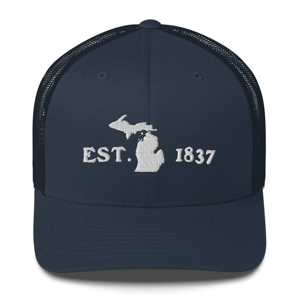 Michigan 'EST 1837' Trucker Hat (Woodcut Font)