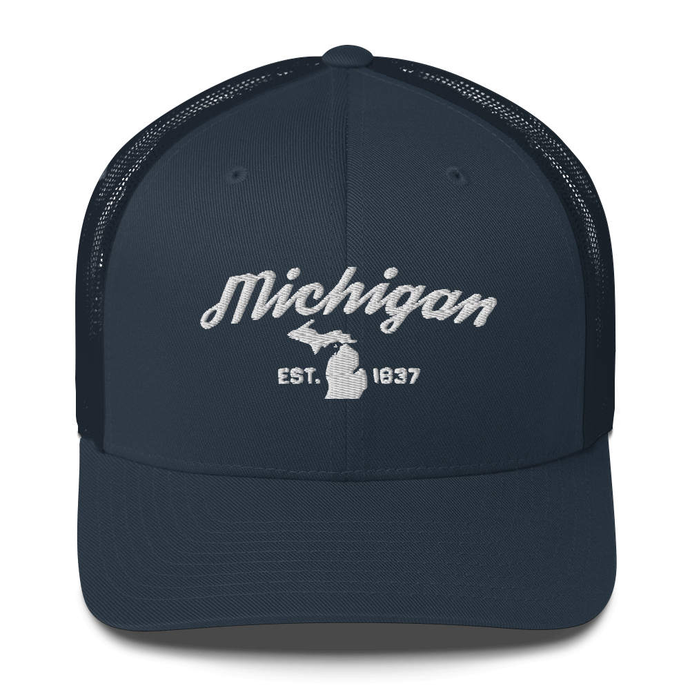 'Michigan EST 1837' Trucker Hat (Script Font)