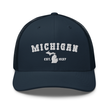 'Michigan EST 1837' Trucker Hat (Western Font)