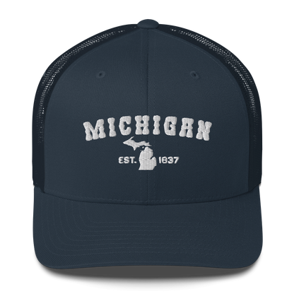 'Michigan EST 1837' Trucker Hat (Western Font)