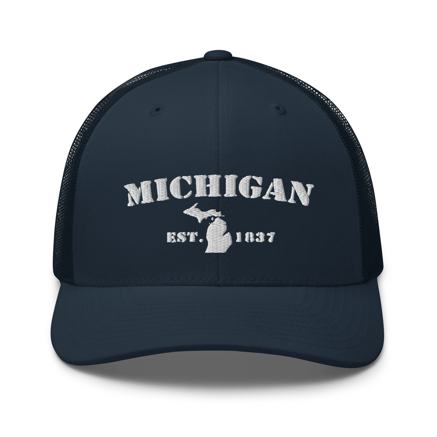 'Michigan EST 1837' Trucker Hat (Army Font)