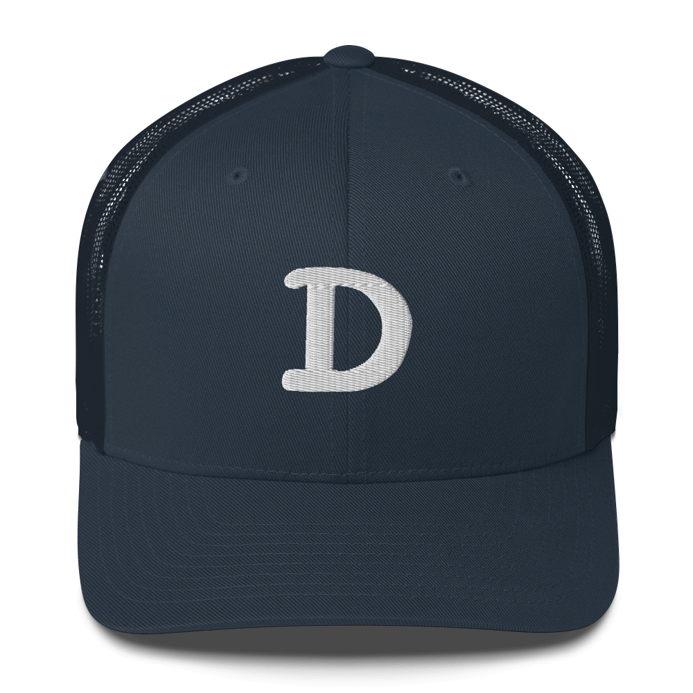 Detroit 'Old French D' Trucker Hat | White/Navy Embroidery