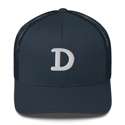 Detroit 'Old French D' Trucker Hat | White/Navy Embroidery