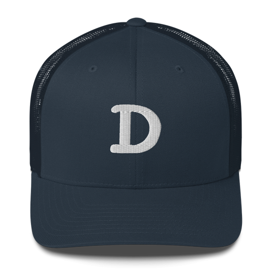 Detroit 'Old French D' Trucker Hat | White/Navy Embroidery