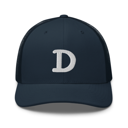 Detroit 'Old French D' Trucker Hat | White/Navy Embroidery