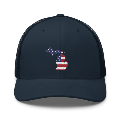 State of Michigan Trucker Hat (w/ USA Flag Outline)