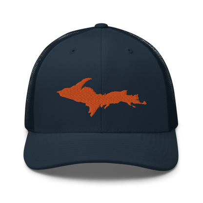 Michigan Upper Peninsula Trucker Hat (w/ Orange UP Outline)