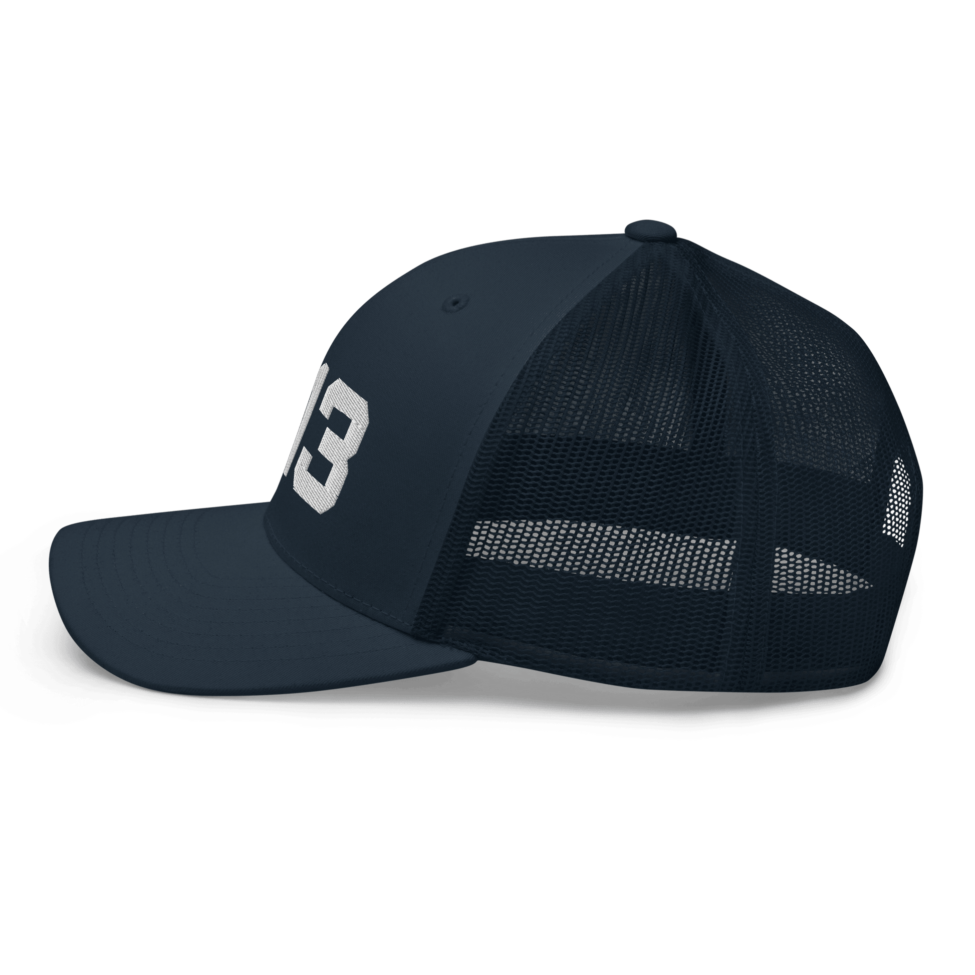 Detroit '313' Trucker Hat | White/Black Embroidery - Circumspice Michigan