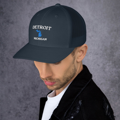 'Detroit Michigan' Trucker Hat (w/ Michigan Outline)