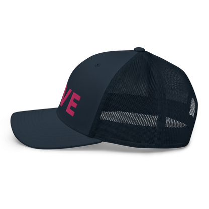 Michigan 'Love' Trucker Hat (Geometric Sans Font) | Pink Embrodiery