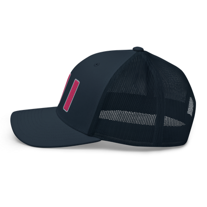 Michigan 'MI' Trucker Hat (1940s Baseball Font) | Pink Embroidery