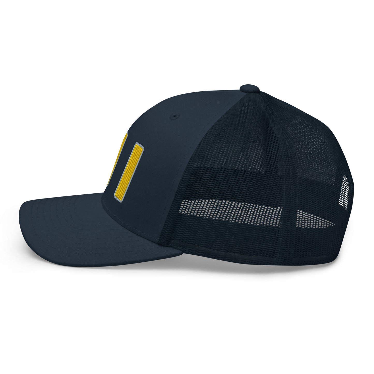 Michigan 'MI' Trucker Hat (1940s Baseball Font) | Gold Embroidery