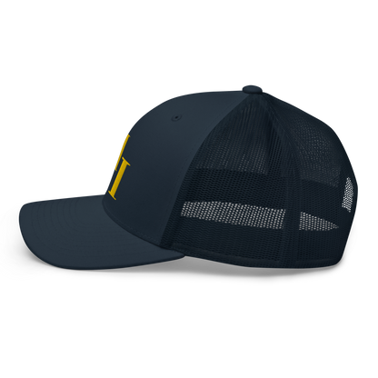 Michigan 'MI' Trucker Hat (Didone Logotype) | Gold Embroidery