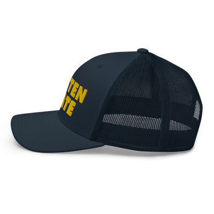 Michigan 'Mitten State' Trucker Hat (Geometric Sans Font) | Gold Embroidery