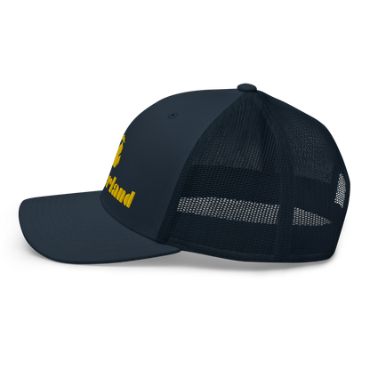 Michigan 'Wonderland' Trucker Hat (Art Deco Font) | Gold Embroidery