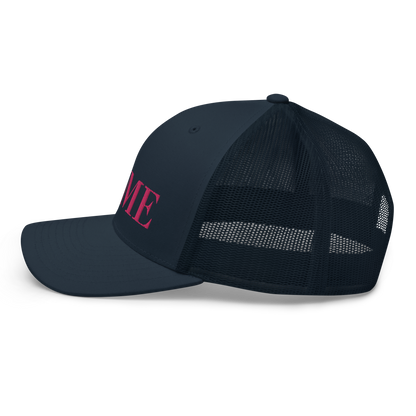 Michigan 'Home' Trucker Hat (Didone Font) | Pink Embroidery