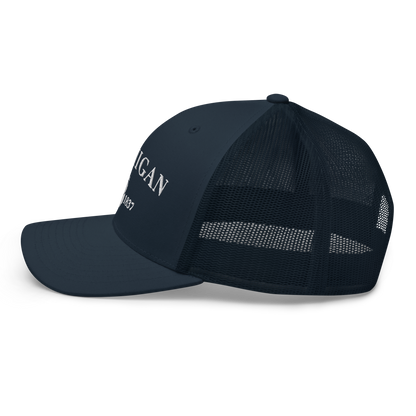 'Michigan EST 1837' Trucker Hat (Didone Font)