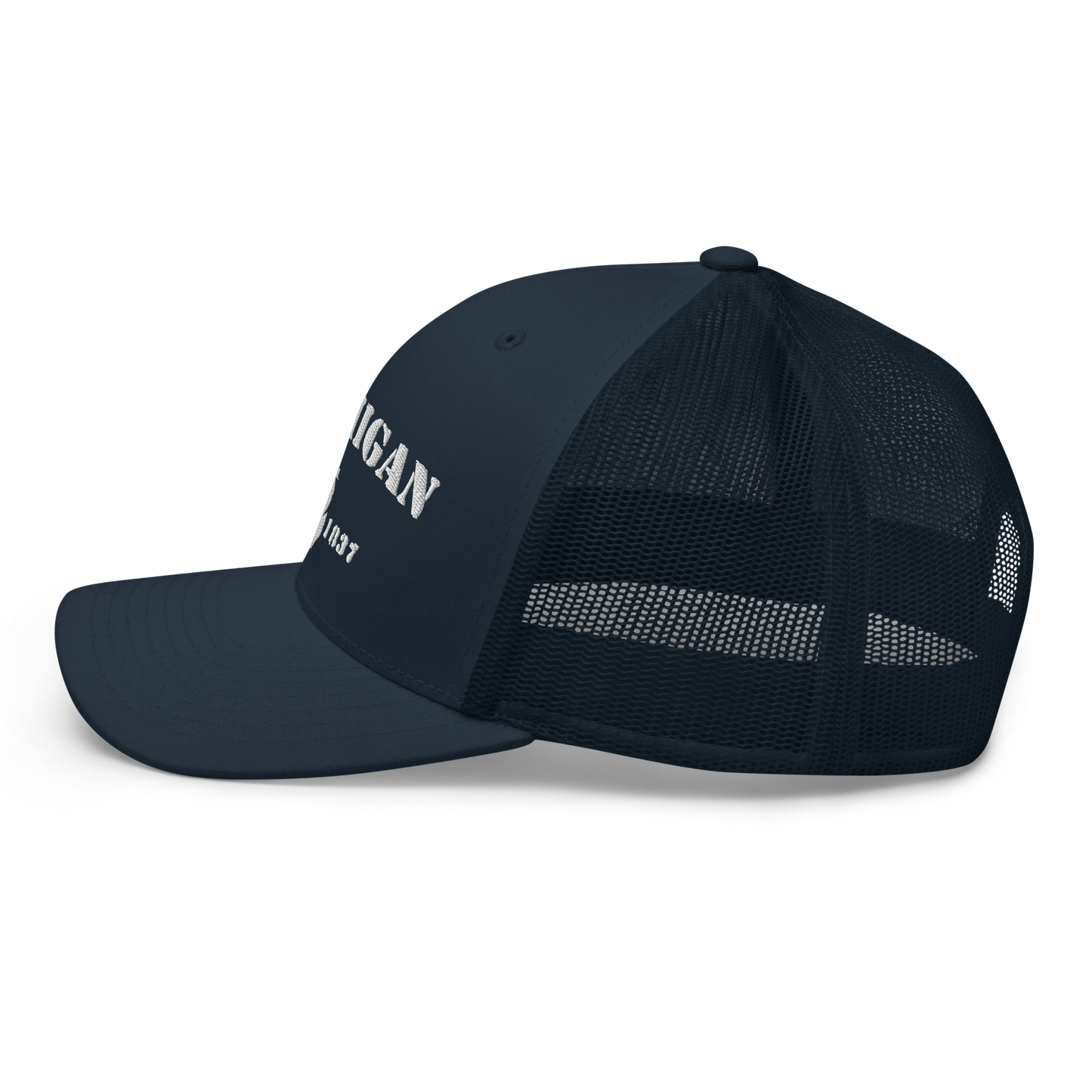 'Michigan EST 1837' Trucker Hat (Army Font)