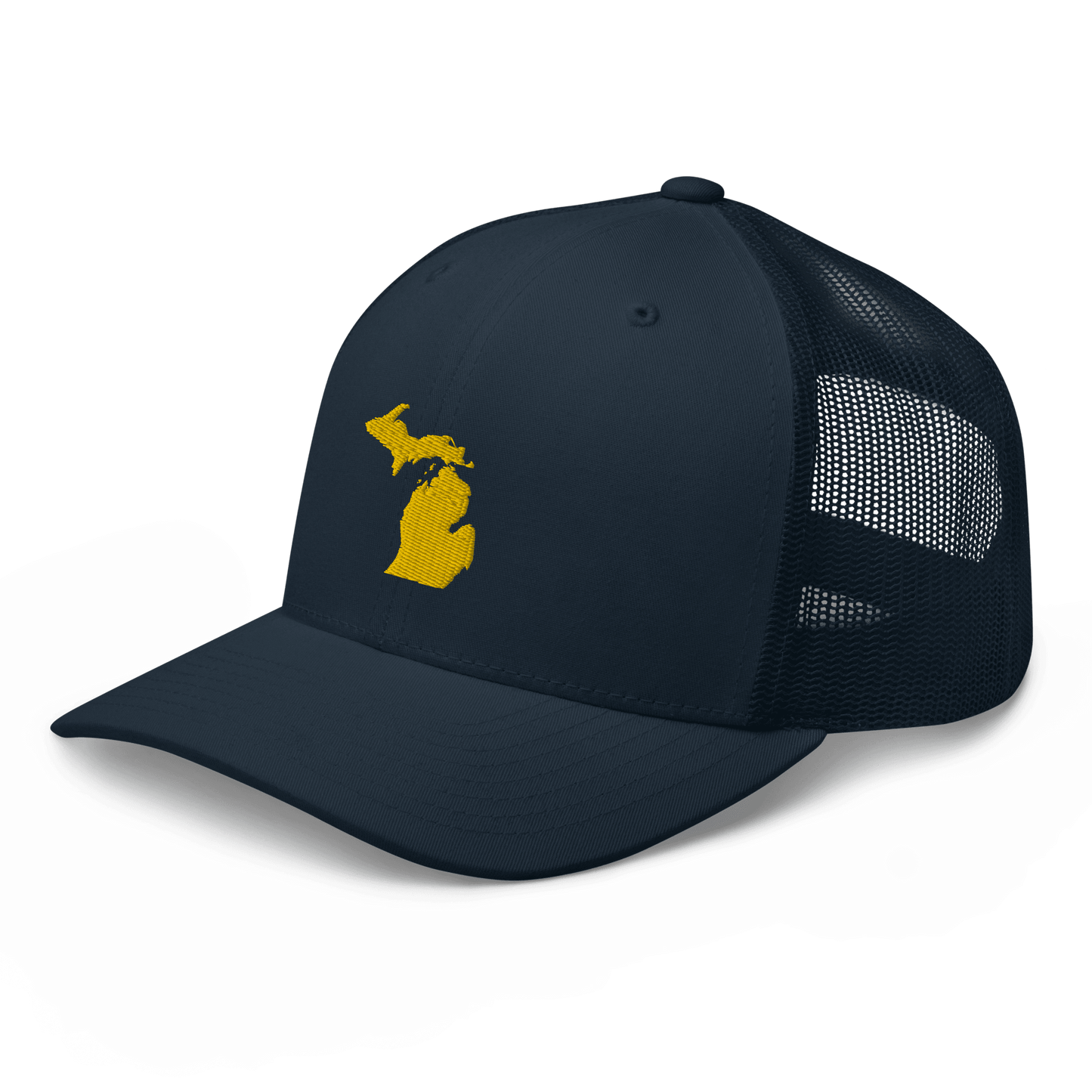 Michigan Trucker Hat (w/ Michigan Outline) | Gold Embroidery - Circumspice Michigan