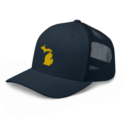 Michigan Trucker Hat (w/ Michigan Outline) | Gold Embroidery - Circumspice Michigan