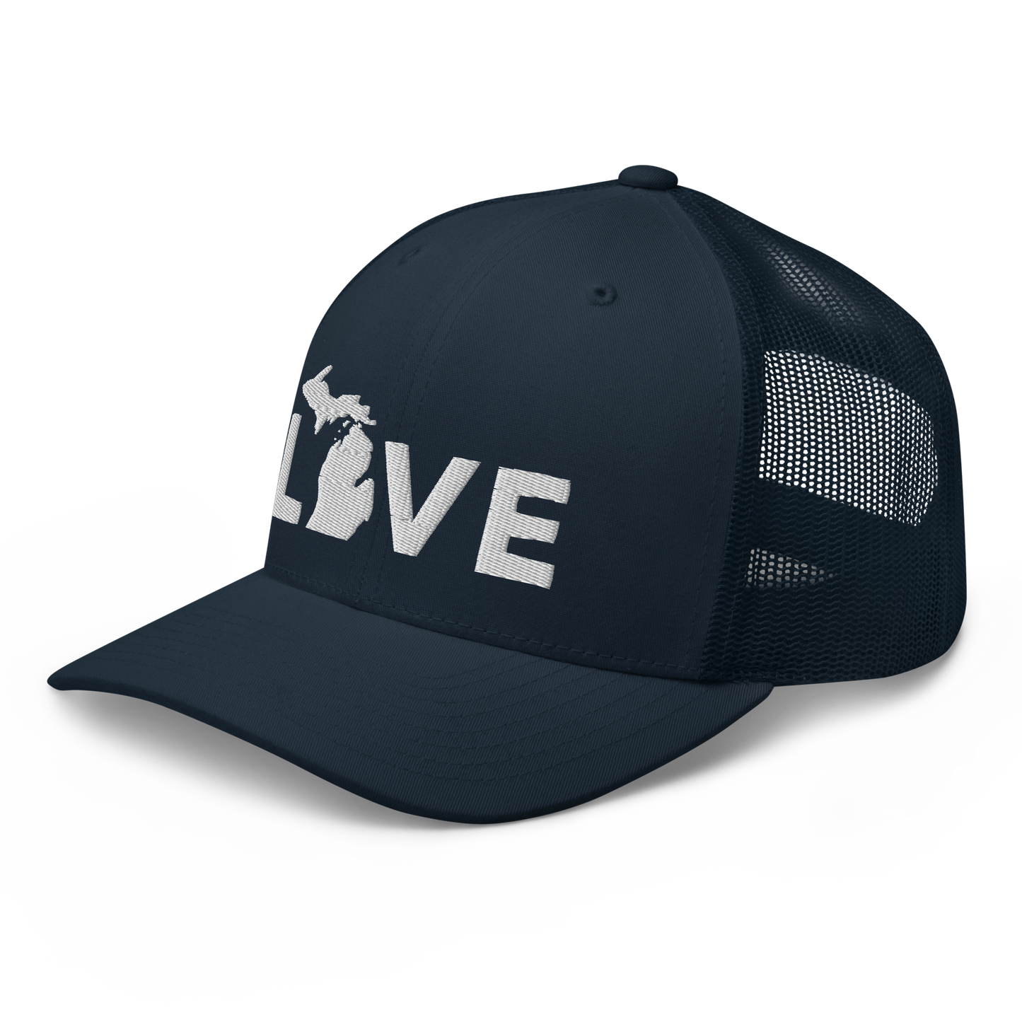 Michigan 'Love' Trucker Hat (Geometric Sans Font)