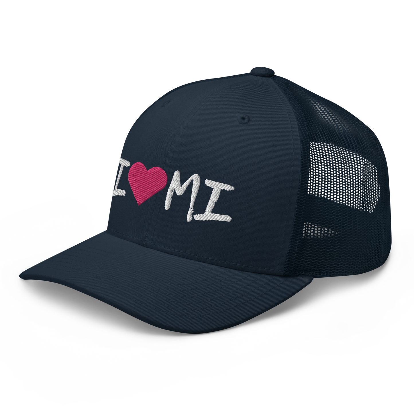 Michigan 'I ❤️ MI' Trucker Hat (Brush Font)