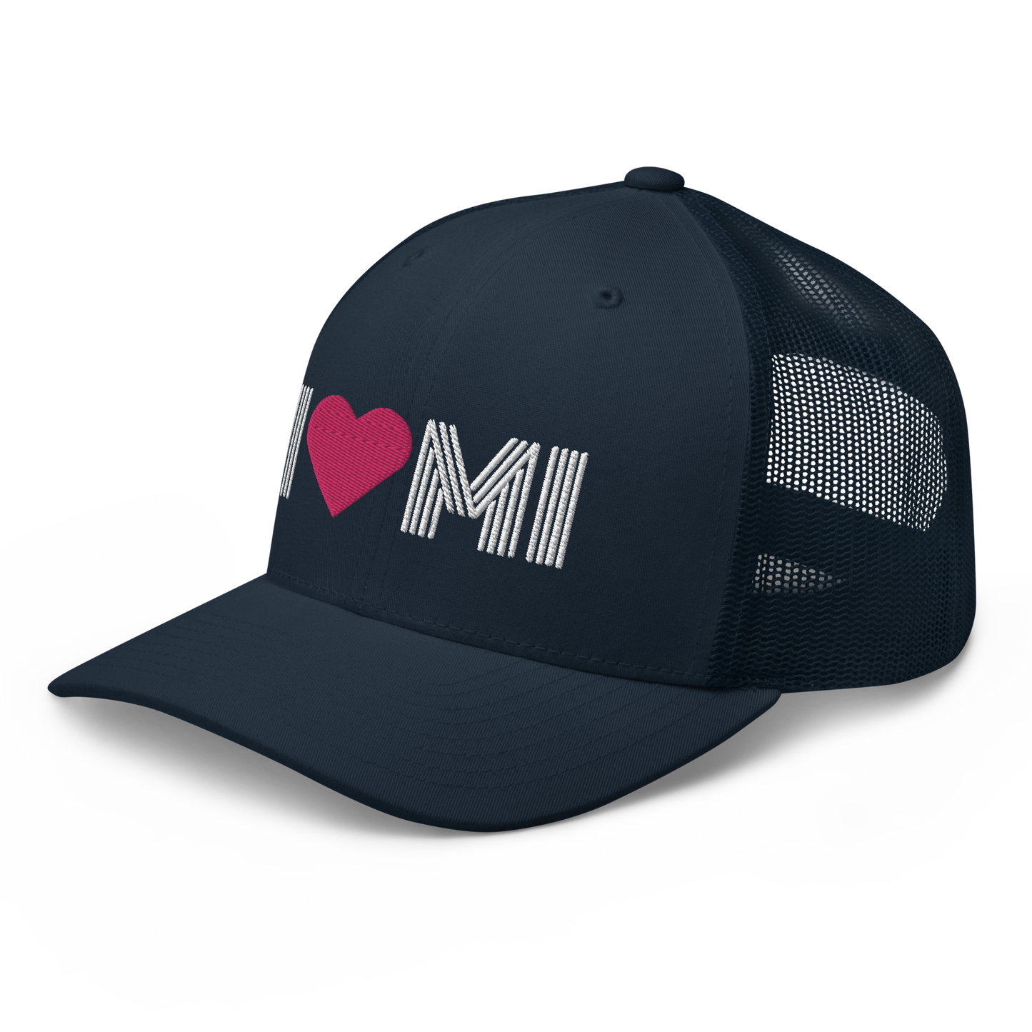 Michigan 'I ❤️ MI' Trucker Hat (Metalpress Font)