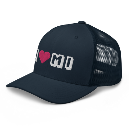 Michigan 'I ❤️ MI' Trucker Hat (Arcade Font)