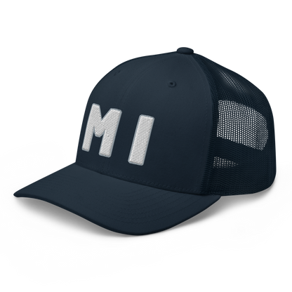 Michigan 'MI' Trucker Hat (1940s Baseball Font)