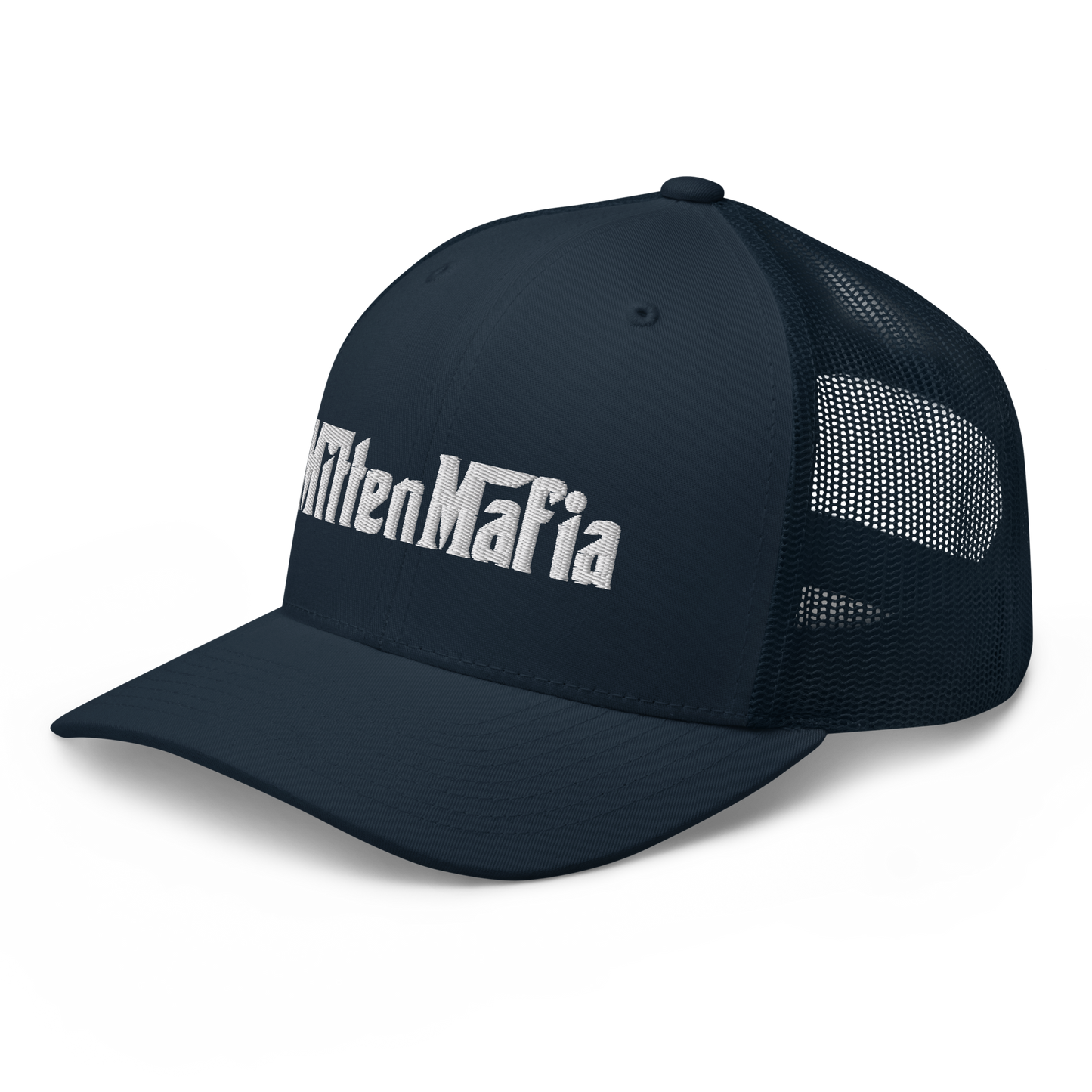 Michigan 'MittenMafia' Trucker Hat (Gangster Font) White/Black Embroidery