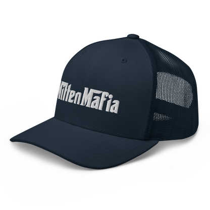 Michigan 'MittenMafia' Trucker Hat (Gangster Font) White/Black Embroidery