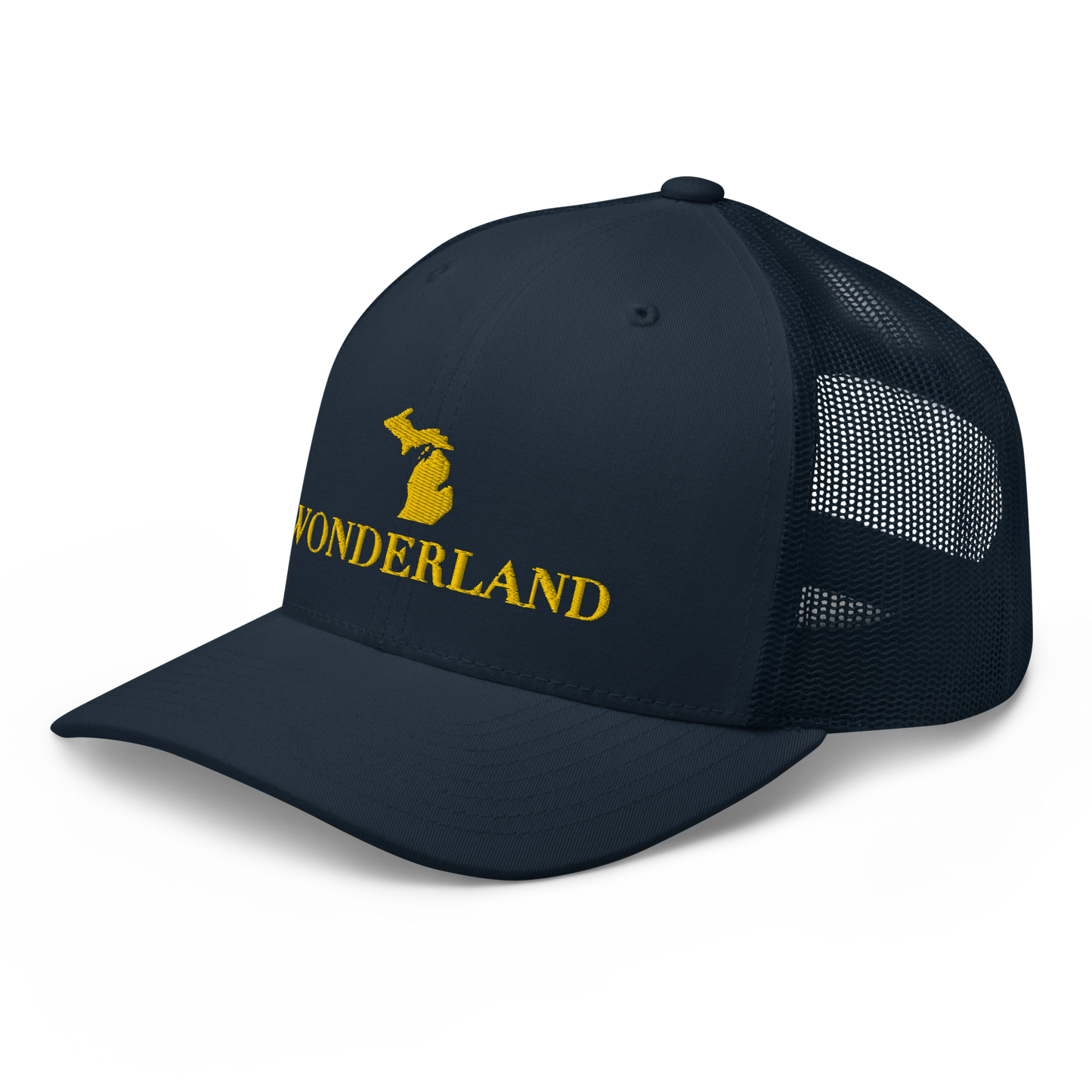 Michigan 'Wonderland' Trucker Hat (Didone Font) | Gold Embroidery