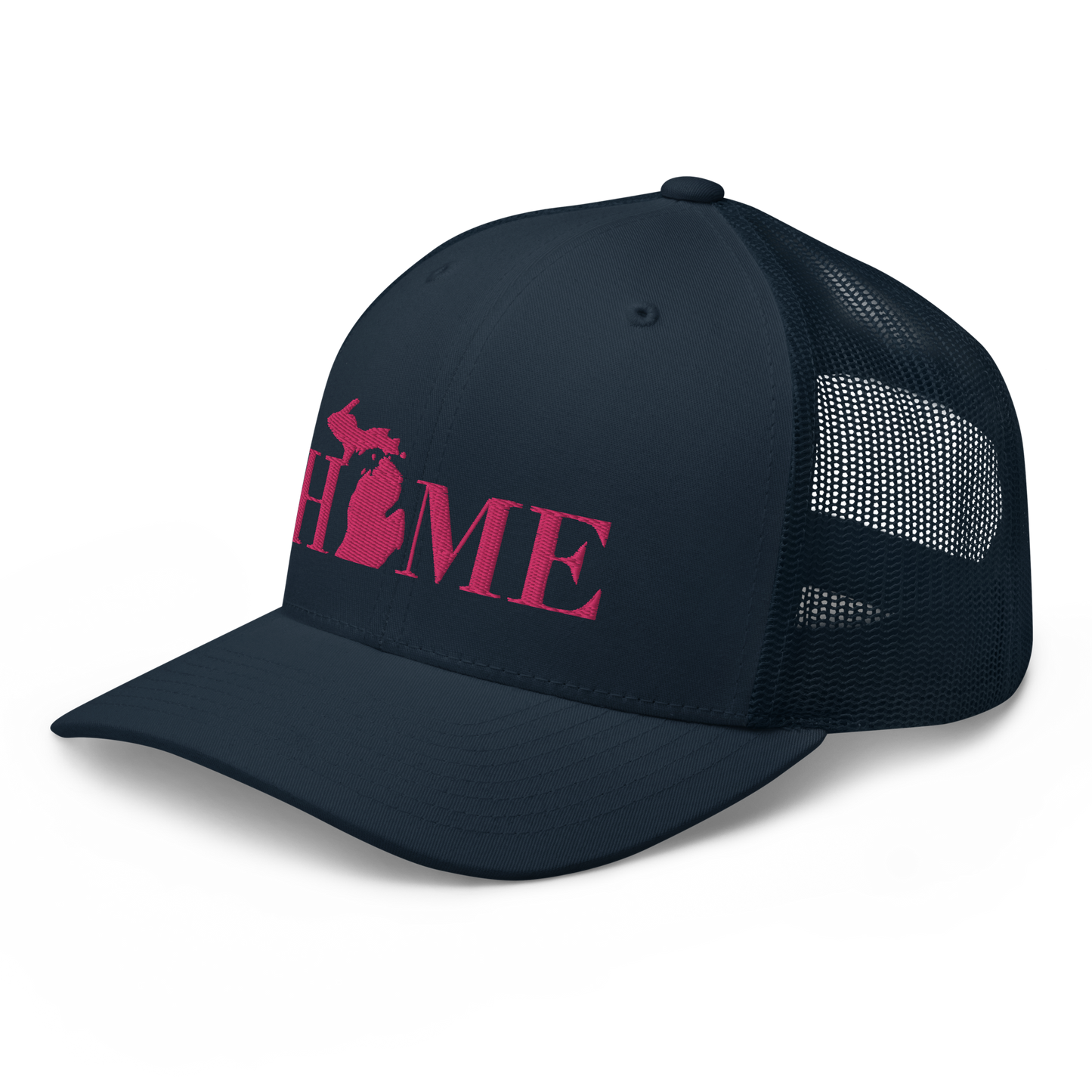 Michigan 'Home' Trucker Hat (Didone Font) | Pink Embroidery