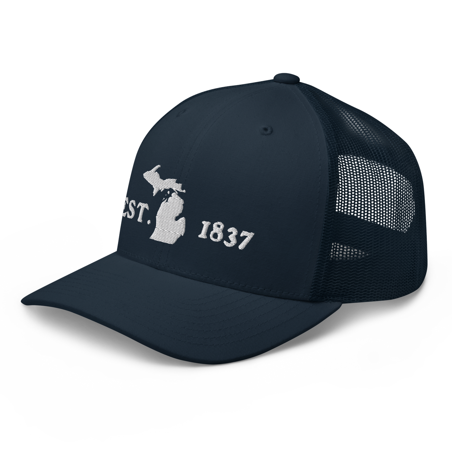 Michigan 'EST 1837' Trucker Hat (Woodcut Font)