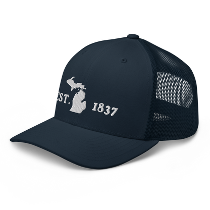 Michigan 'EST 1837' Trucker Hat (Woodcut Font)