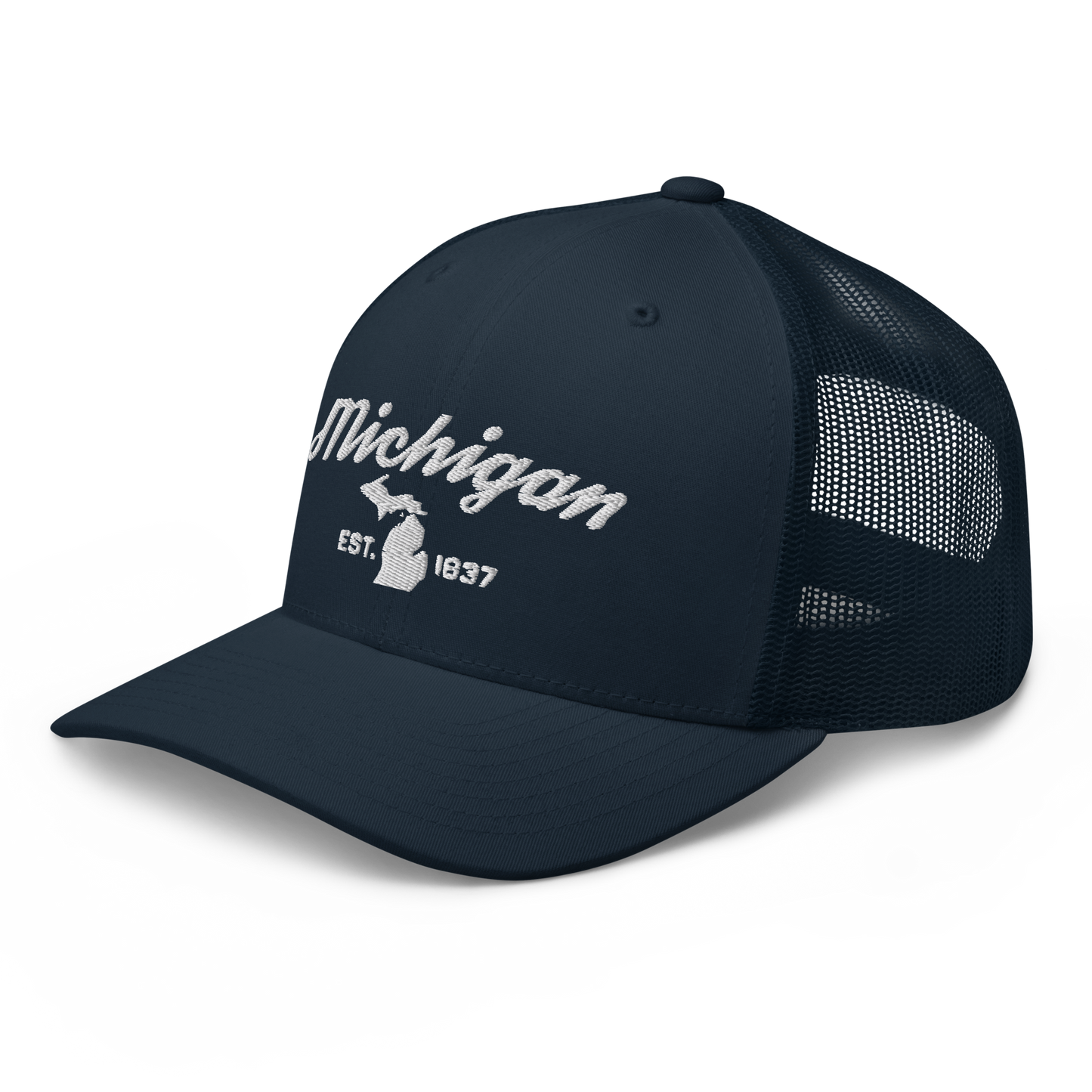 'Michigan EST 1837' Trucker Hat (Script Font)