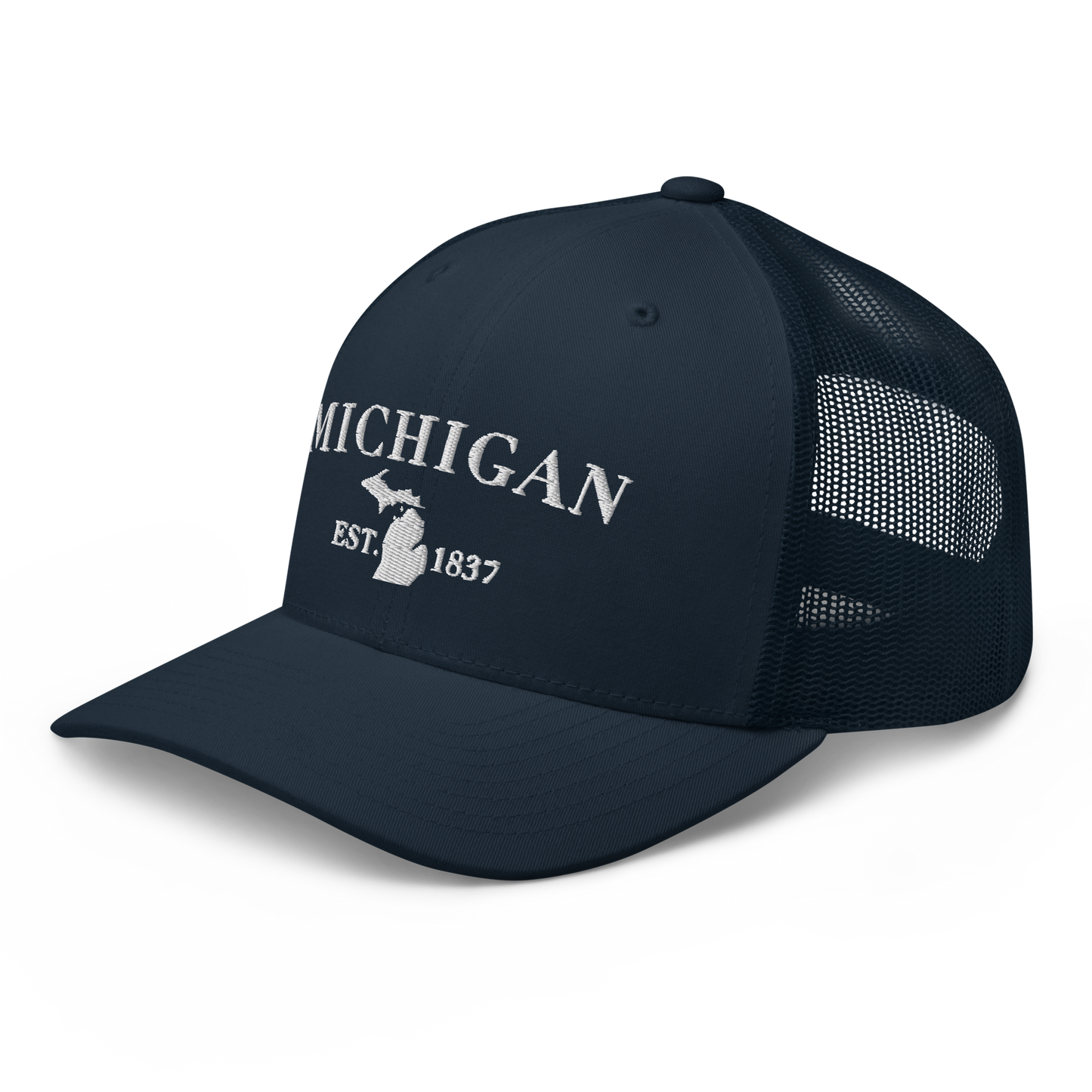 'Michigan EST 1837' Trucker Hat (Didone Font)