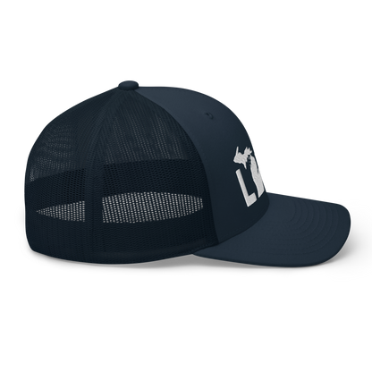 Michigan 'Love' Trucker Hat (Geometric Sans Font)