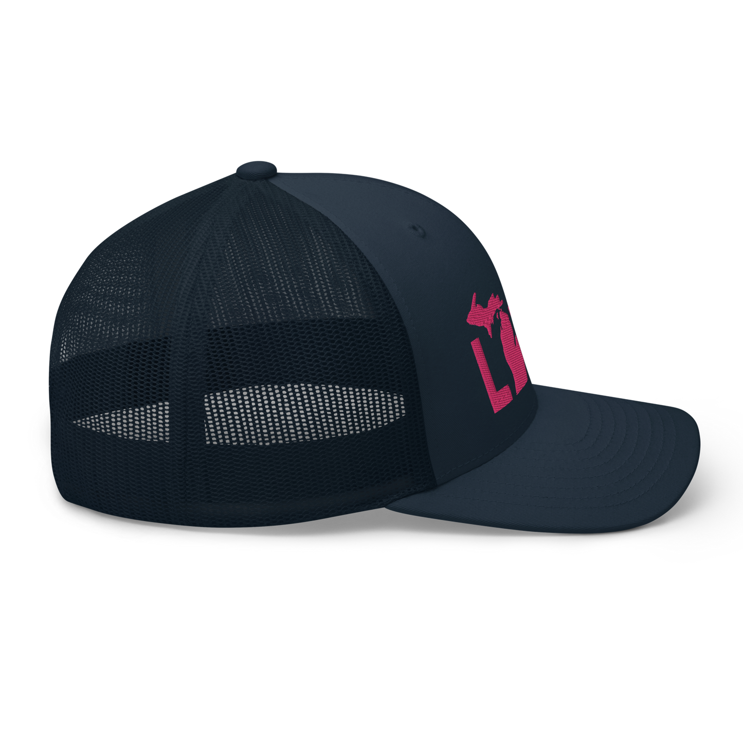 Michigan 'Love' Trucker Hat (Geometric Sans Font) | Pink Embrodiery