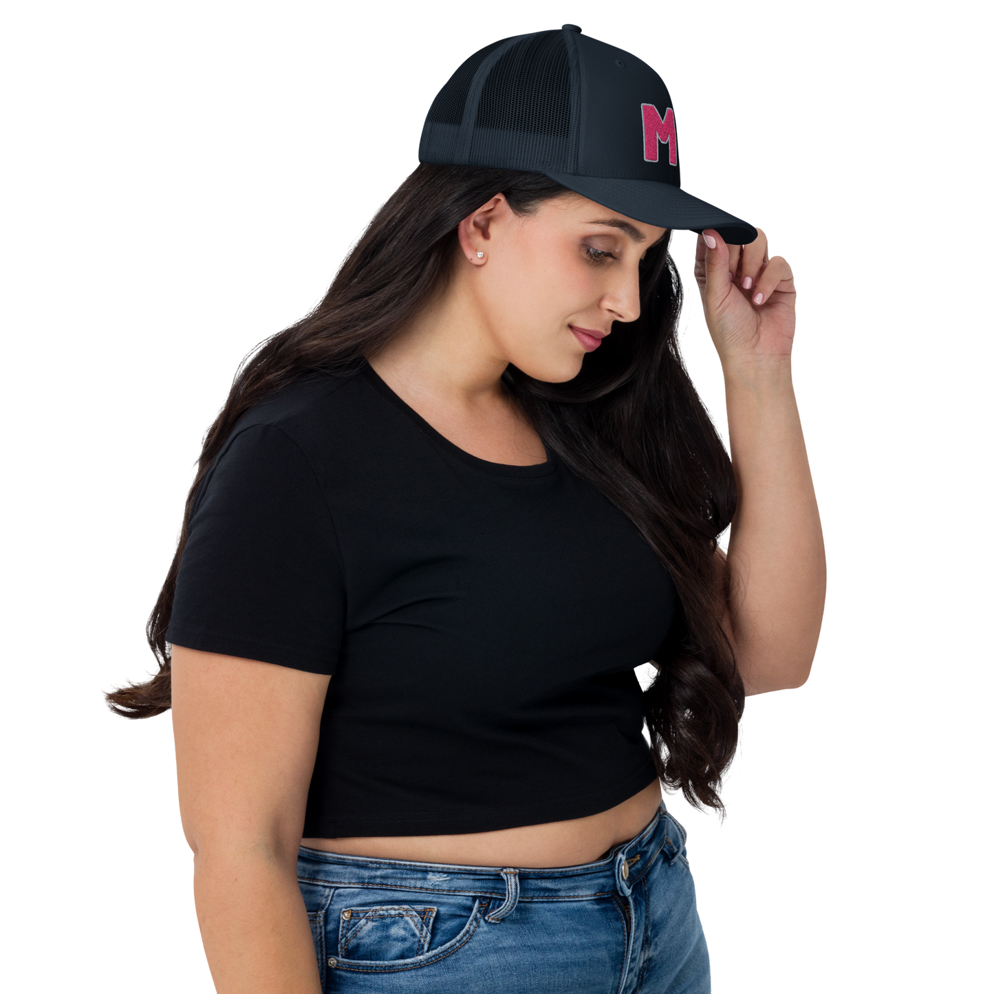 Michigan 'MI' Trucker Hat (1940s Baseball Font) | Pink Embroidery