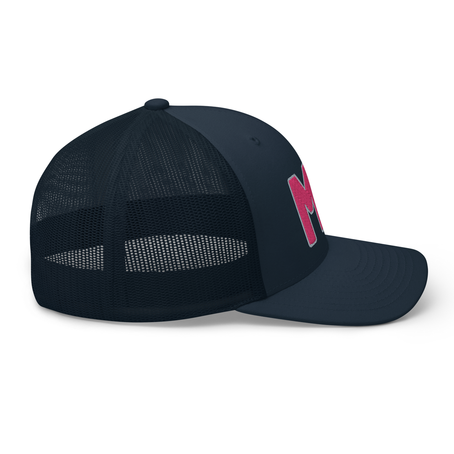 Michigan 'MI' Trucker Hat (1940s Baseball Font) | Pink Embroidery