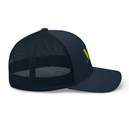 Michigan 'MI' Trucker Hat (Didone Logotype) | Gold Embroidery