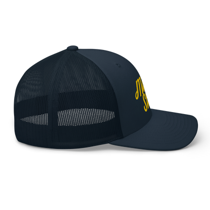 Michigan 'Mitten State' Trucker Hat (Script Font) | Gold Embroidery