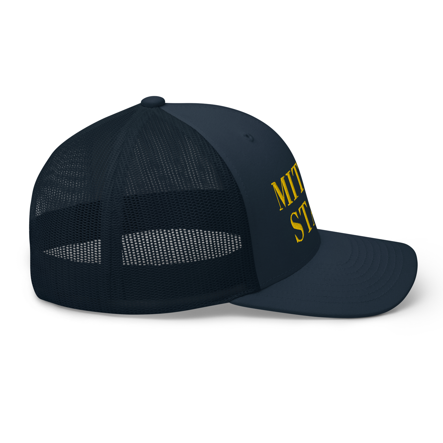 Michigan 'Mitten State' Trucker Hat (Didone Font) | Gold Embroidery