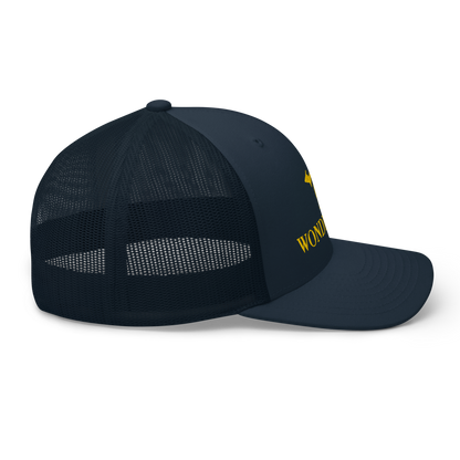 Michigan 'Wonderland' Trucker Hat (Didone Font) | Gold Embroidery