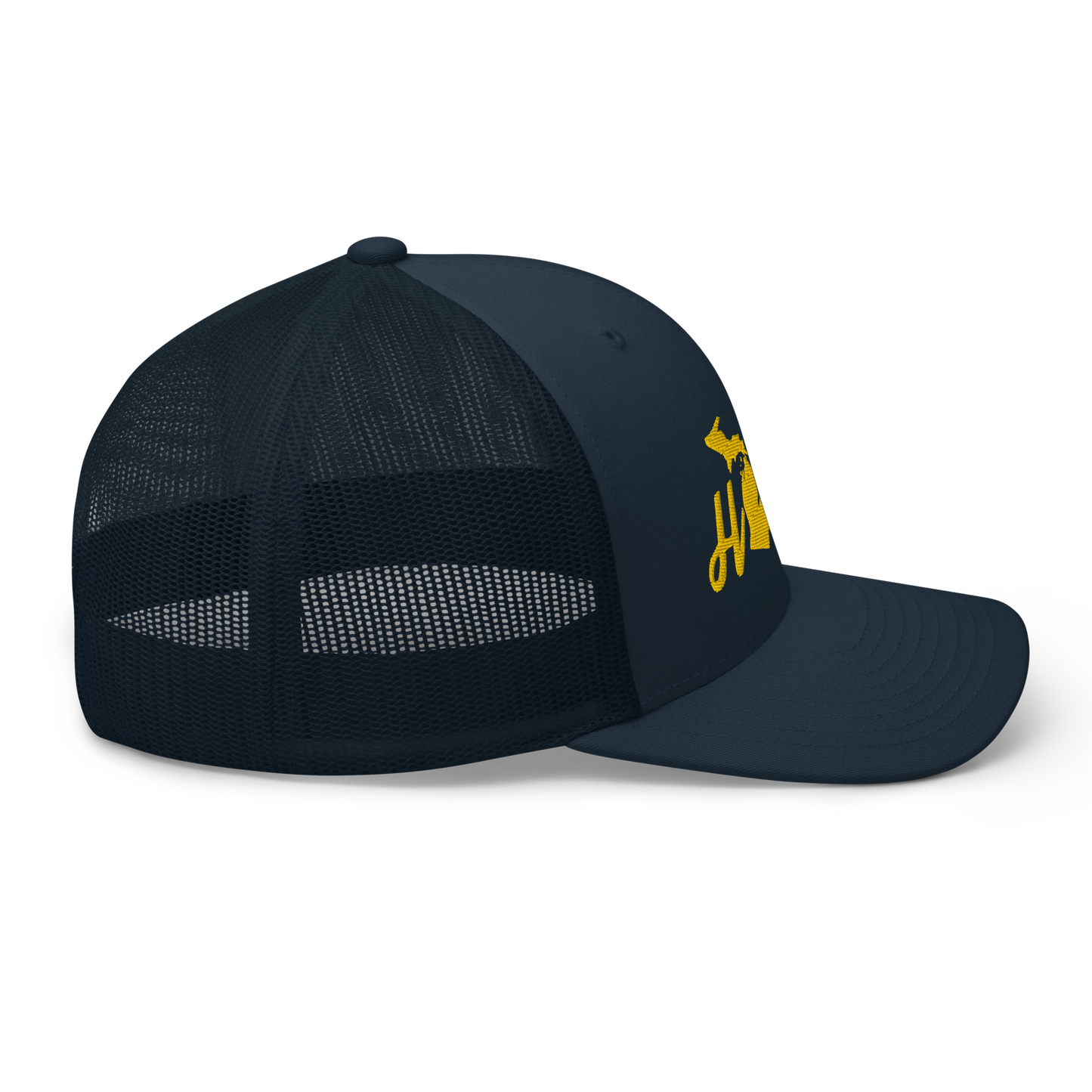 Michigan 'Home' Trucker Hat (Script Font) | Gold Embroidery