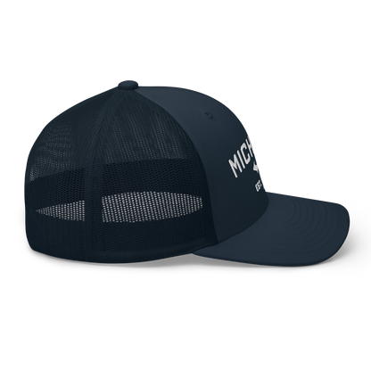 'Michigan EST 1837' Trucker Hat (Athletic Font)